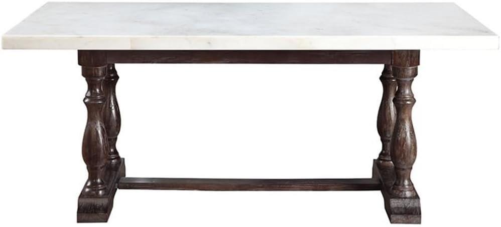 Kelly Clarkson Home Concert Marble Top Dining Table in White and Weathered Espresso