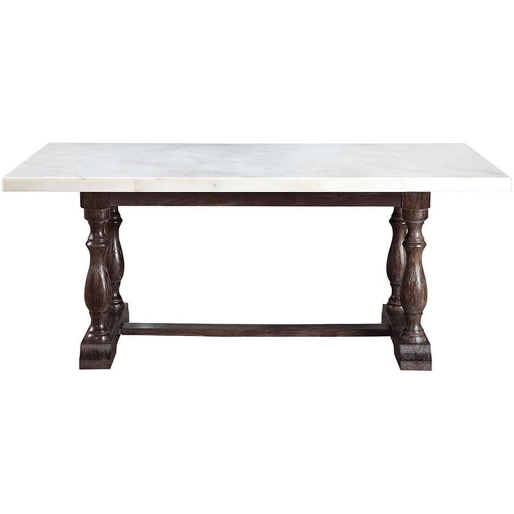 Kelly Clarkson Home Concert Marble Top Dining Table in White and Weathered Espresso