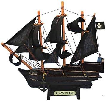 Handcrafted Model Ships Black-Pearl-7 7 in. Wooden Pearl Pirates of the Caribbean Model Pirate Ship, Black