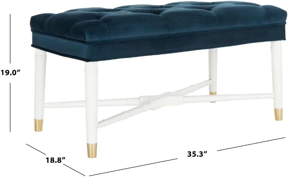 Rory Contemporary Tufted Bench - Navy - Safavieh
