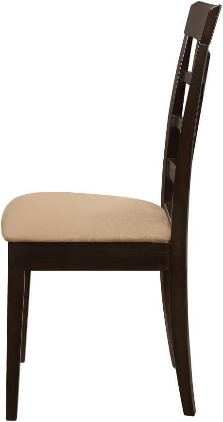 Beige Microfiber Upholstered Side Chair with Cross Back