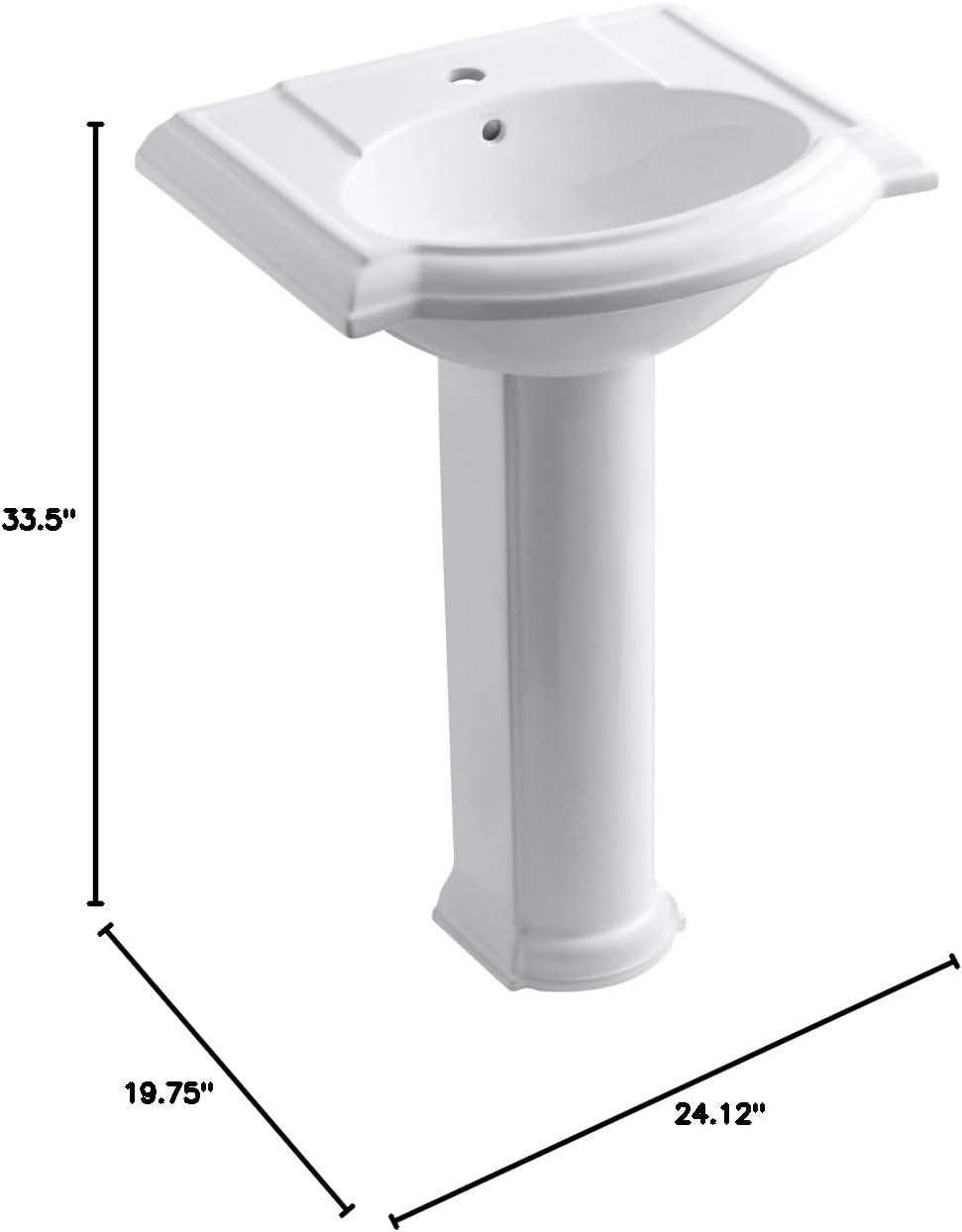 Devonshire® Ceramic 24" Pedestal Bathroom Sink with Overflow