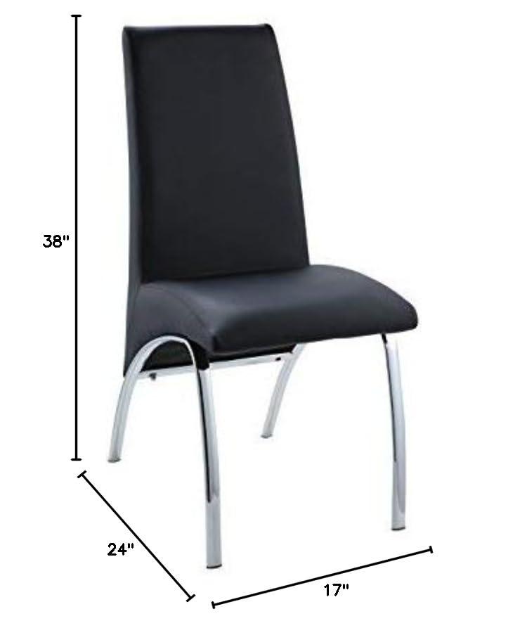Set of 2 17" Pervis PU Dining Chairs Black/Chrome - Acme Furniture
