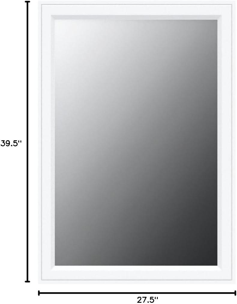 27.5" x 39.5" Bosc Rectangle Wall Mirror White - DesignOvation: Polystyrene Frame, No Assembly Required