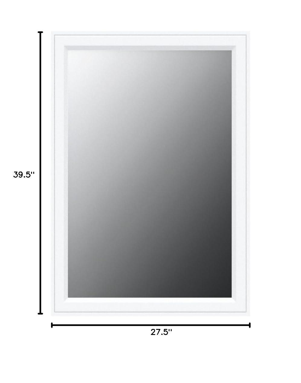27.5" x 39.5" Bosc Rectangle Wall Mirror White - DesignOvation: Polystyrene Frame, No Assembly Required