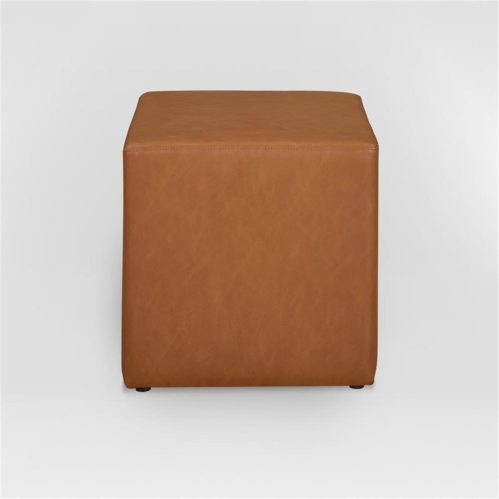 Daphne Ottoman Carmel - Lifestyle Solutions: Faux Leather Footstool, Transitional Bench, No Assembly Required