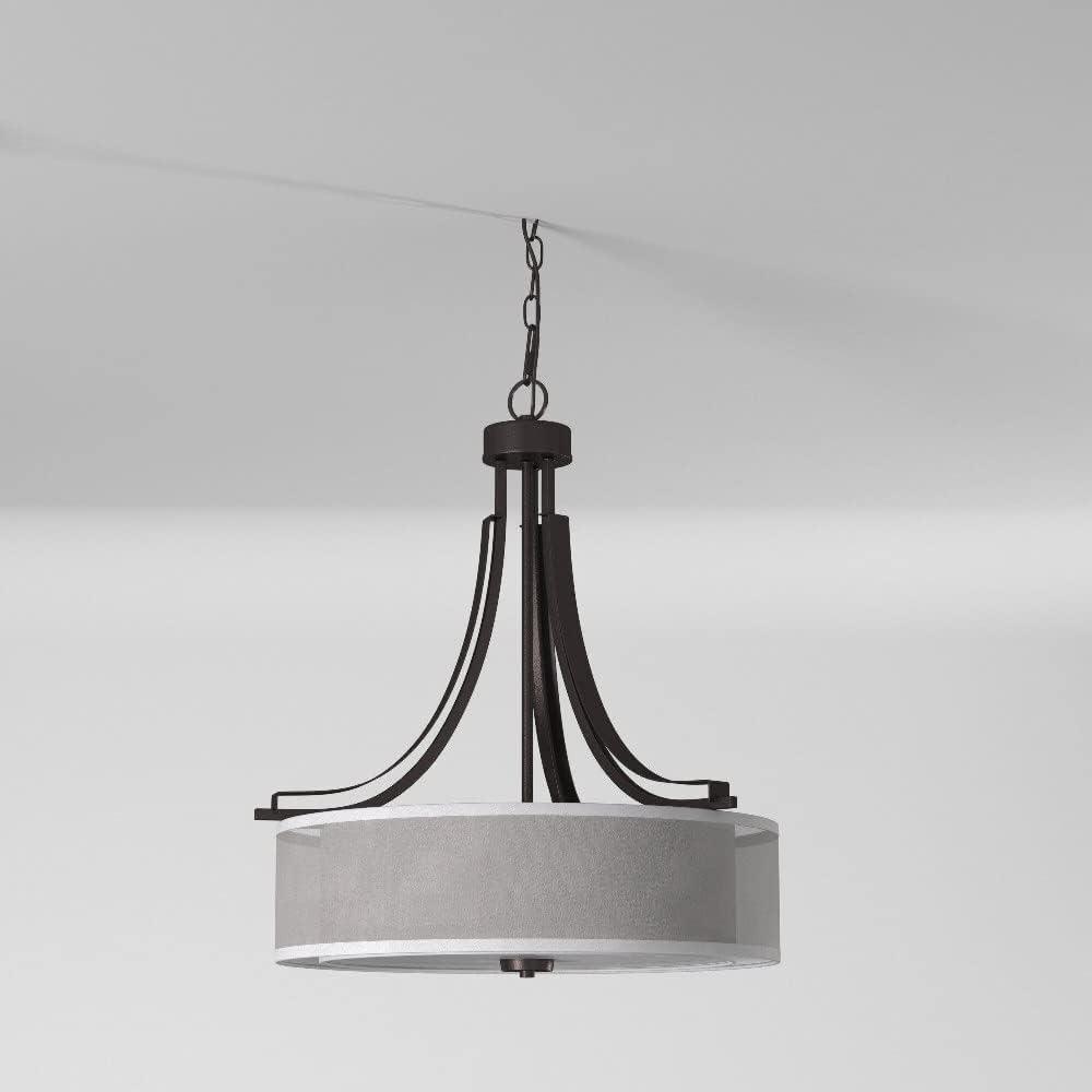 Pendant 3 Light Translucent Sliver Linen in Transitional Style 23.5 inches Tall By 20.5 inches Wide-Brushed Nickel Finish Bailey Street Home