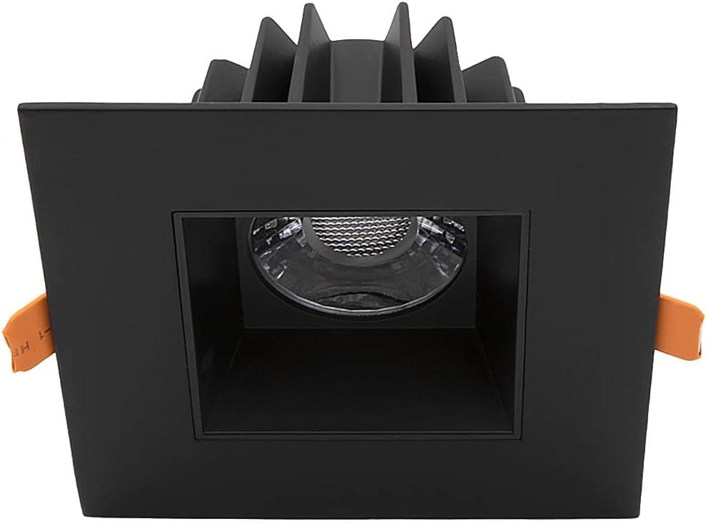 Maxxima 4 in. Slim Square Recessed Anti-Glare LED Downlight, Black, Canless IC Rated, 1050 Lumens, 5 CCT 2700K-5000K