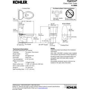 Highline™ 1.28 GPF Water Efficient Elongated Two-Piece Toilet (Seat Not Included)