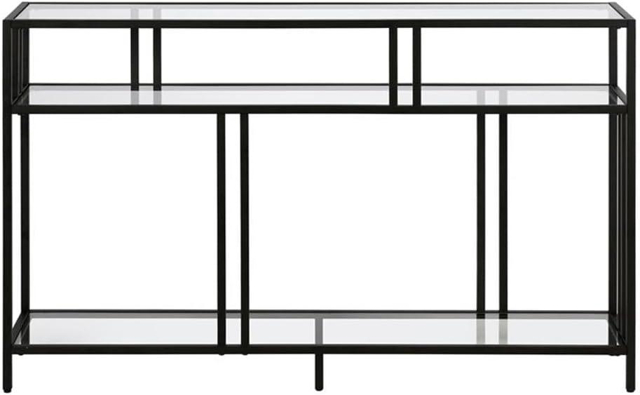 Henn&Hart 48" Blackened Bronze Metal/Glass Console Table