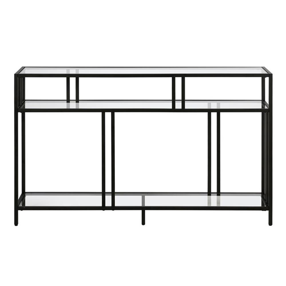 Henn&Hart 48" Blackened Bronze Metal/Glass Console Table