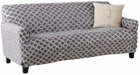 Great Bay Home 1-Piece Velvet Plush Solid Sofa Stretch Slipcover, White