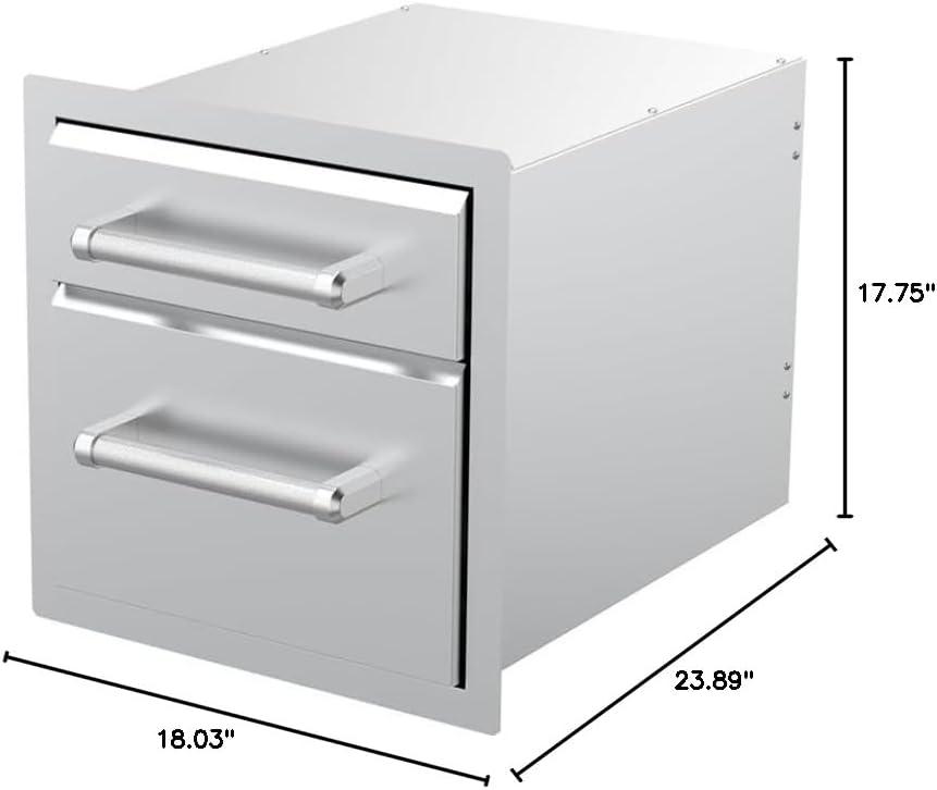 Stainless Steel Vertical Double Drawer Outdoor Kitchen Unit