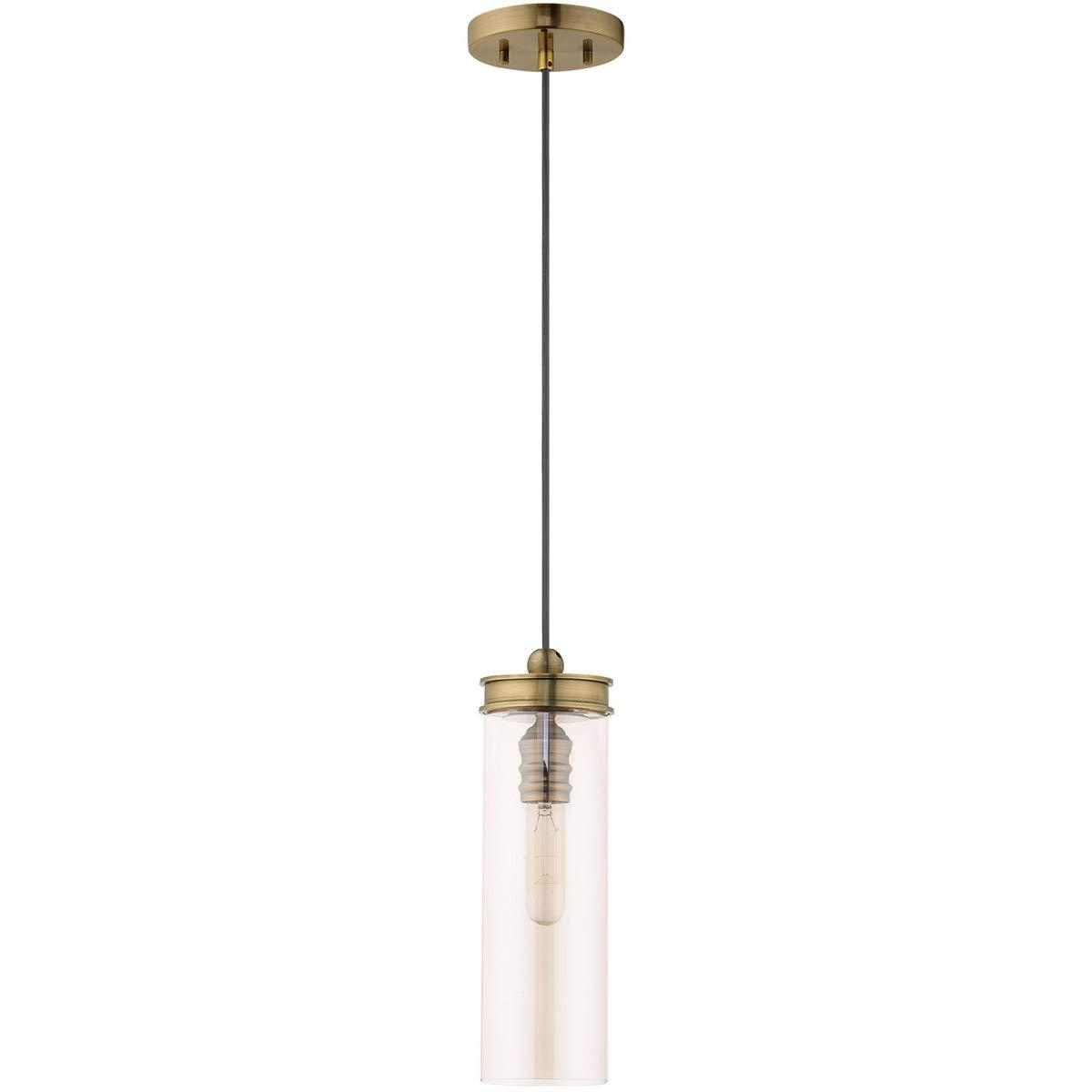 Livex Lighting Art Glass 1 - Light Pendant in Antique Brass