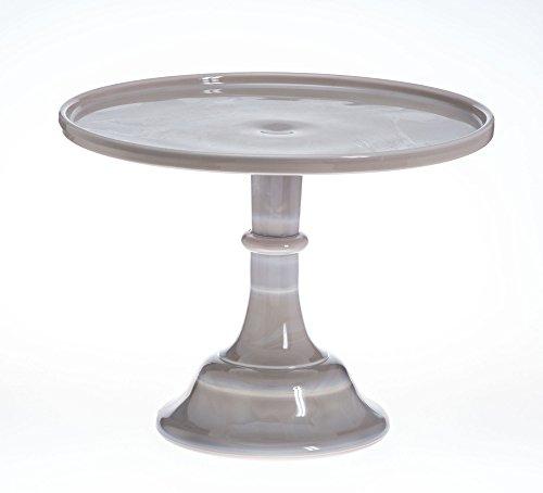 Marble Grey Glass 14" Pedestal Cake Stand with Vintage Charm