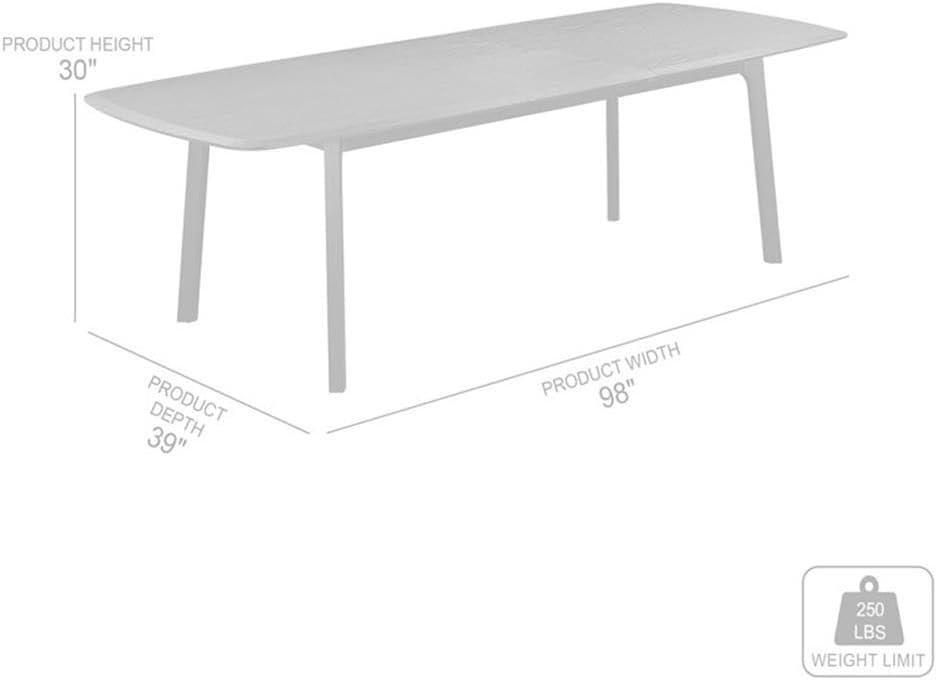 Holland Extendable Rectangle 98" Dining Table in Black Brushed Oak