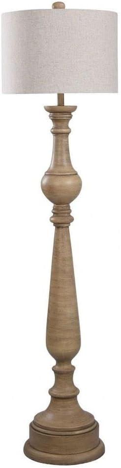 Tipton Farmhouse Floor Lamp - Taupe Washed Finish - Beige Shade