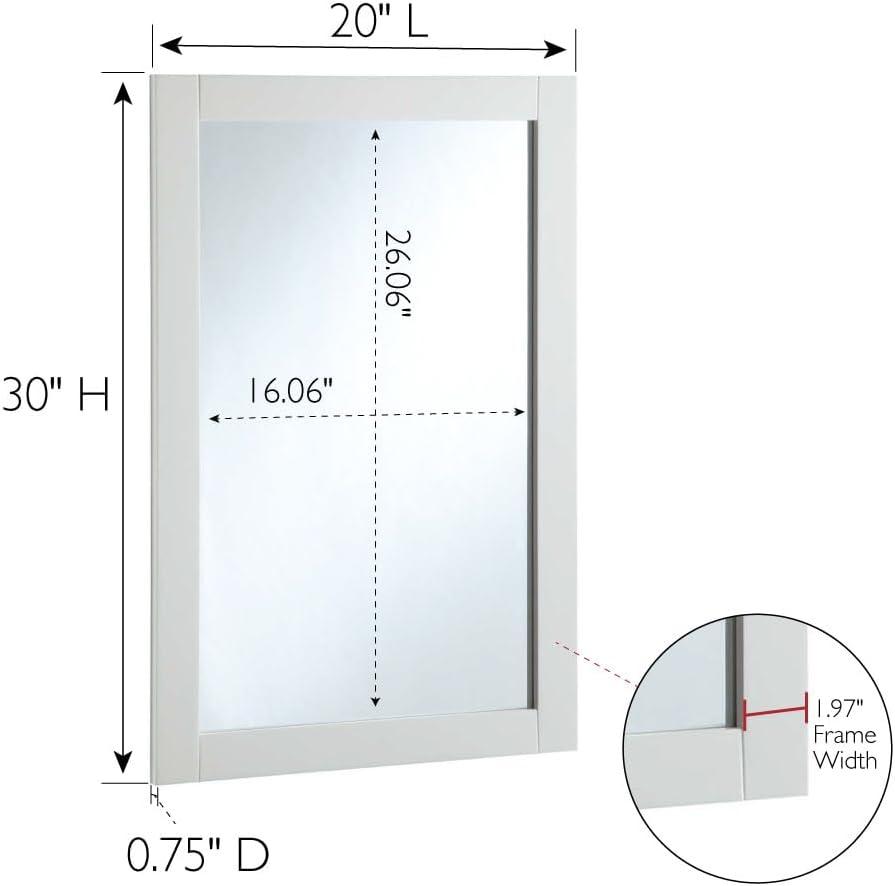 Shorewood 30-Inch White Wooden Rectangular Wall Mirror