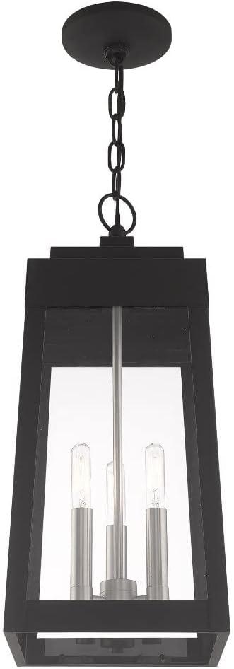 Bronze and Clear Glass 3-Light Outdoor Pendant Lantern