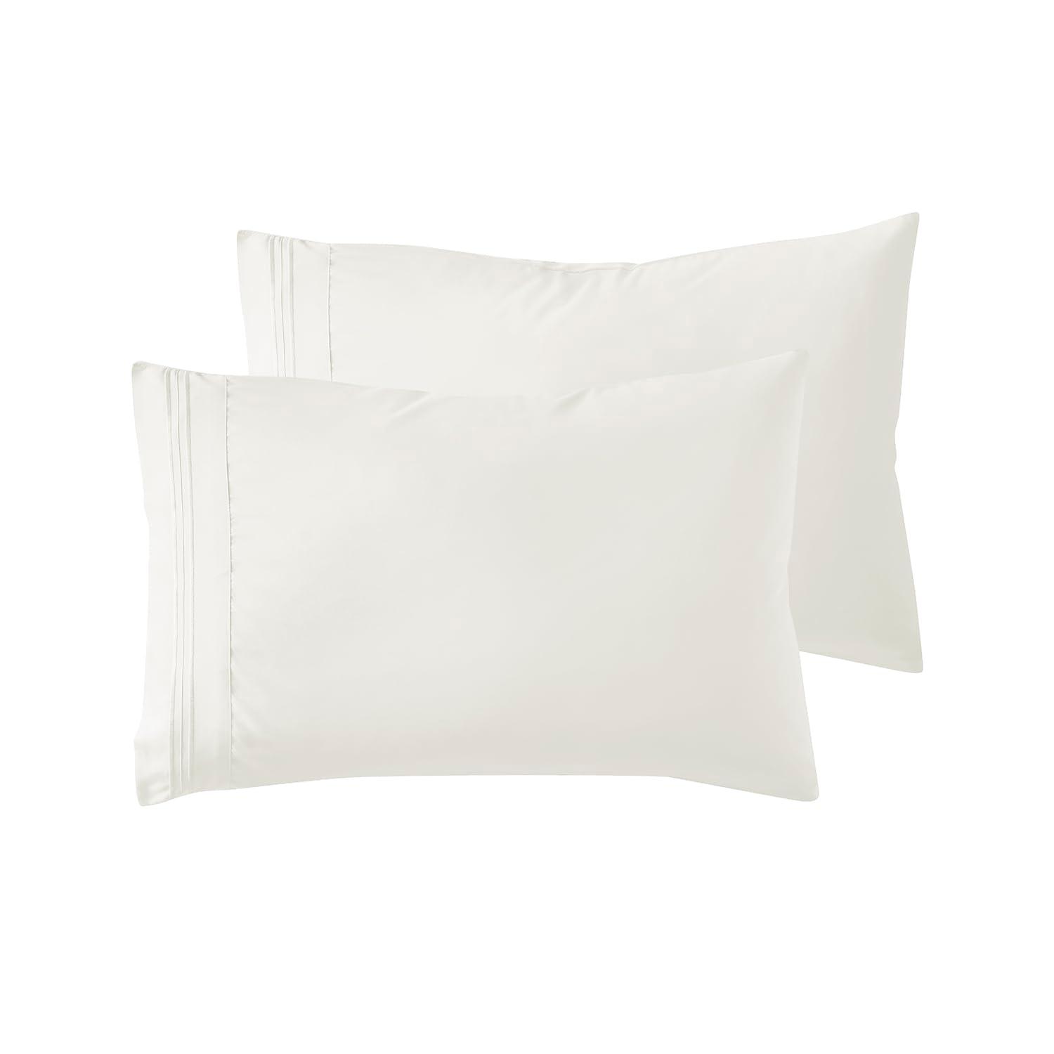 Nestl Luxury Soft Microfiber Standard/Queen Size Pillowcases, Set of 2, Off White