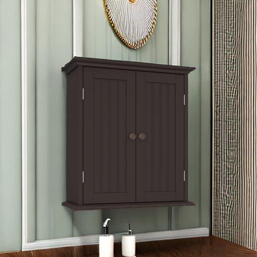ChooChoo Bathroom Wall Cabinet, Over The Toilet Space Saver, Medicine Cabinet with 2 Doors and Adjustable Shelves