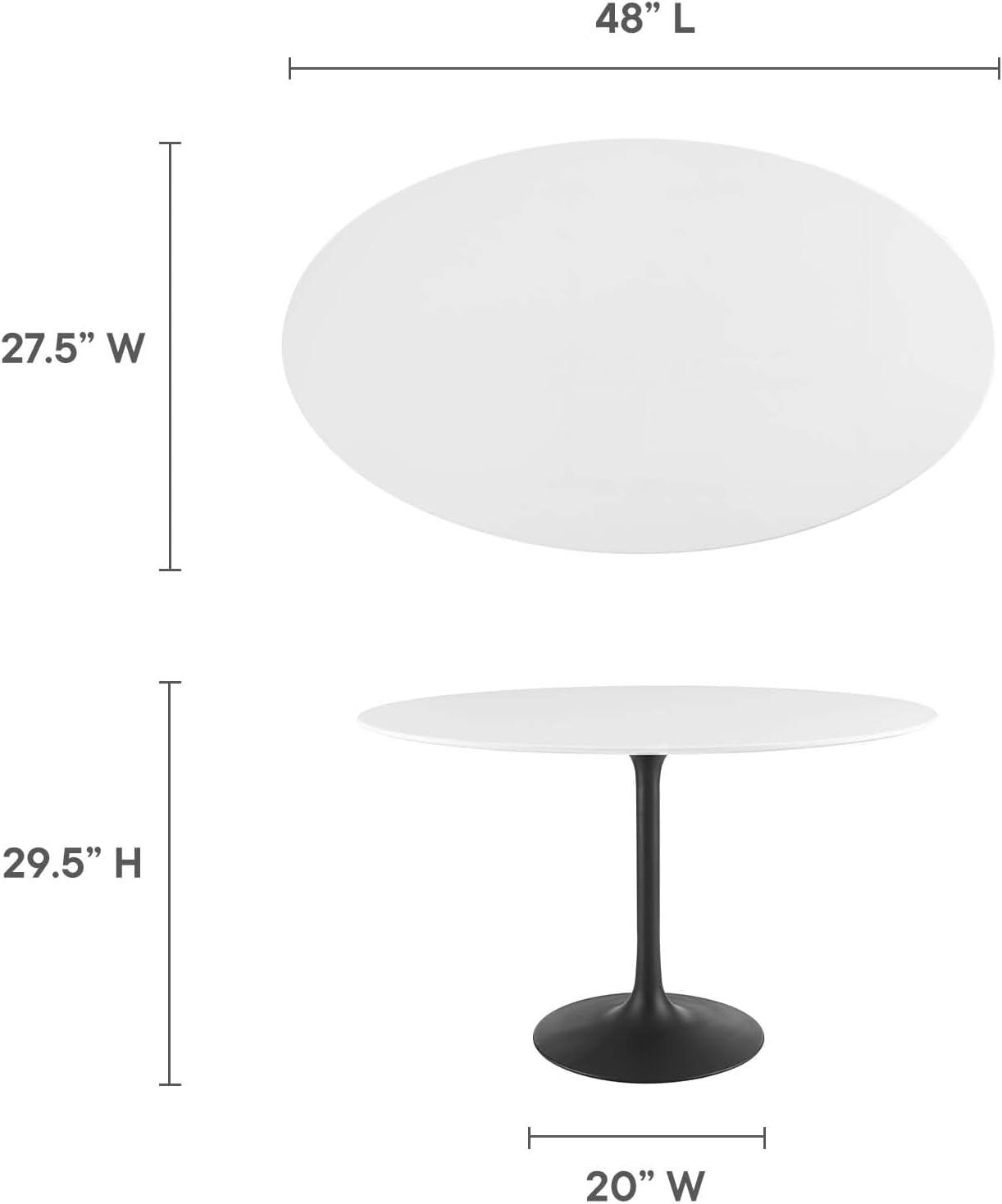 Modway Lippa Oval 48" Mid-Century Modern Dining Table in Black White