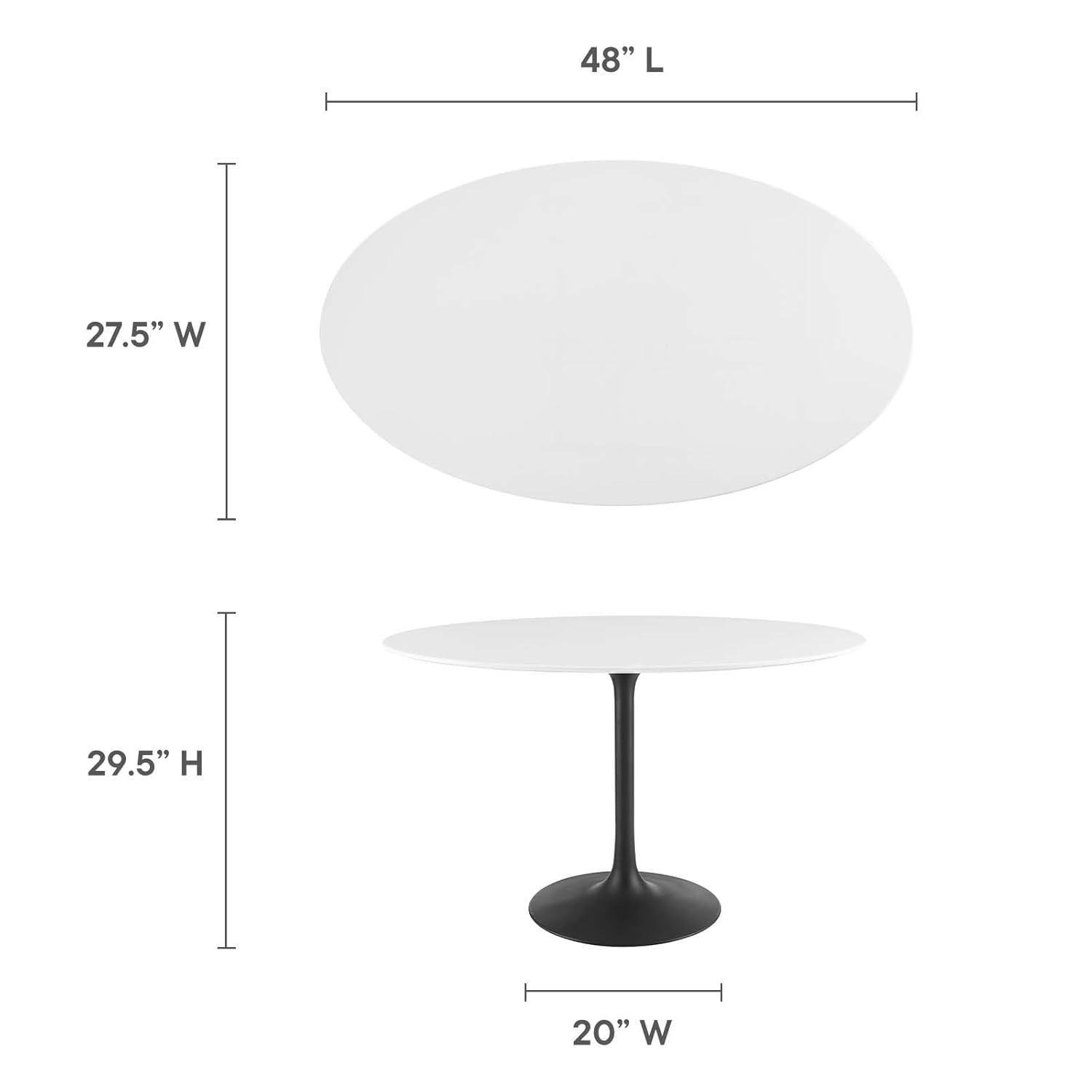 Modway Lippa 48" Oval Dining Table in Black White