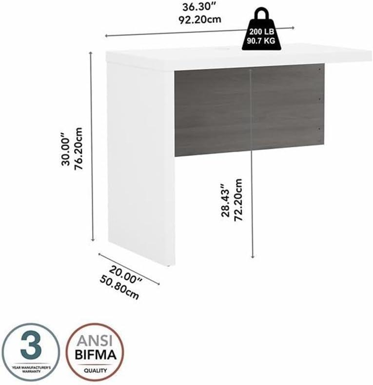 Echo 36W Desk Return in Pure White and Modern Gray - Engineered Wood