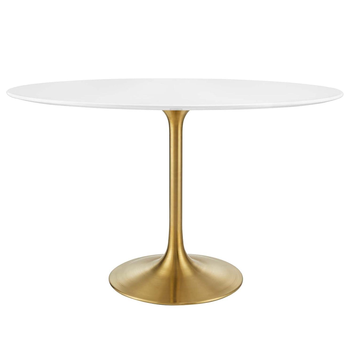 Modway Lippa 48 Oval Wood Dining Table - Gold White