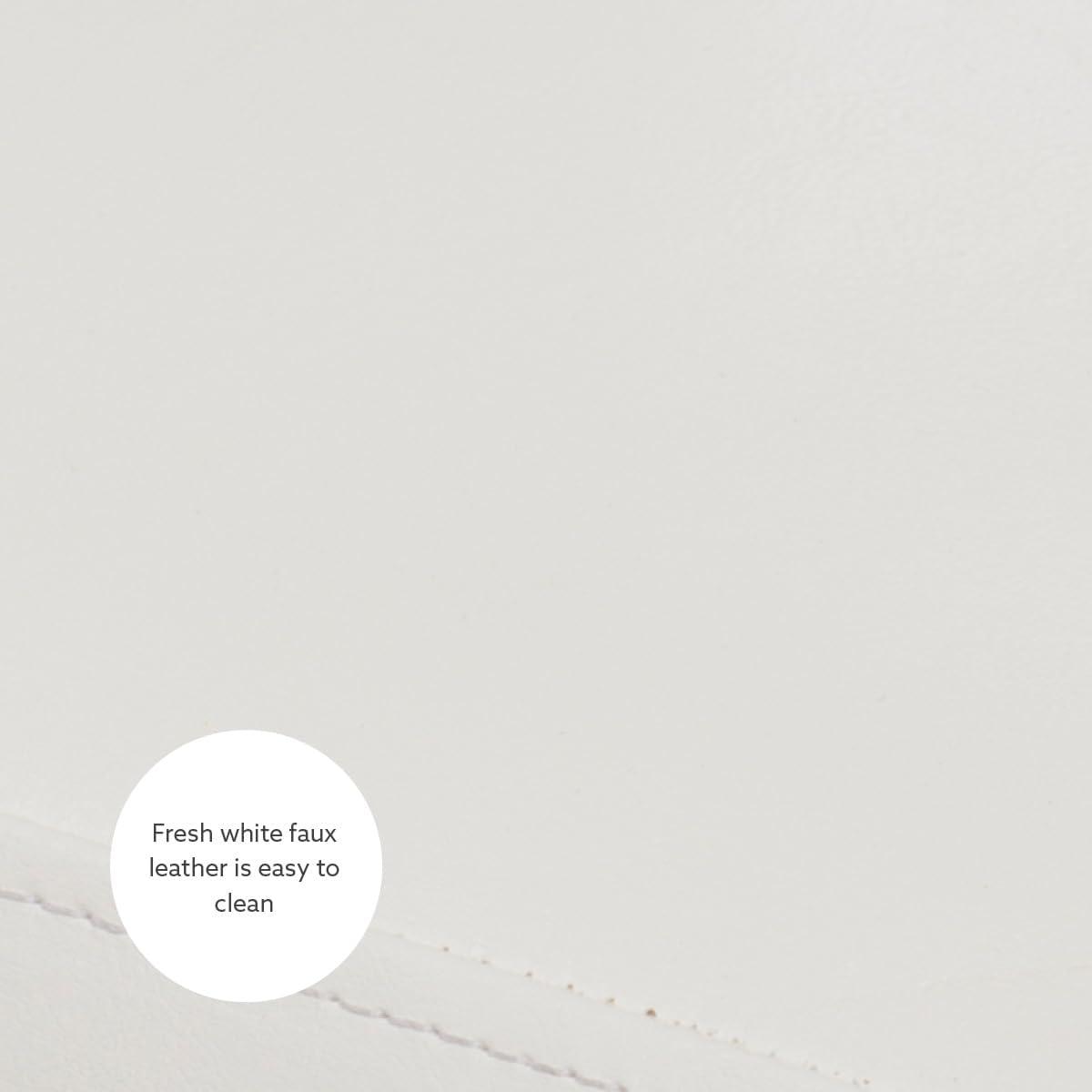 Linon 24" Vega Padded Back and Seat Faux Leather Counter Height Barstool Hardwood White: Rubberwood Legs, Polyurethane Upholstery