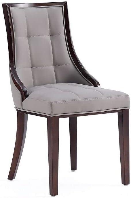 Fifth Avenue Saddle Faux Leather and Walnut Wood Side Chair Set