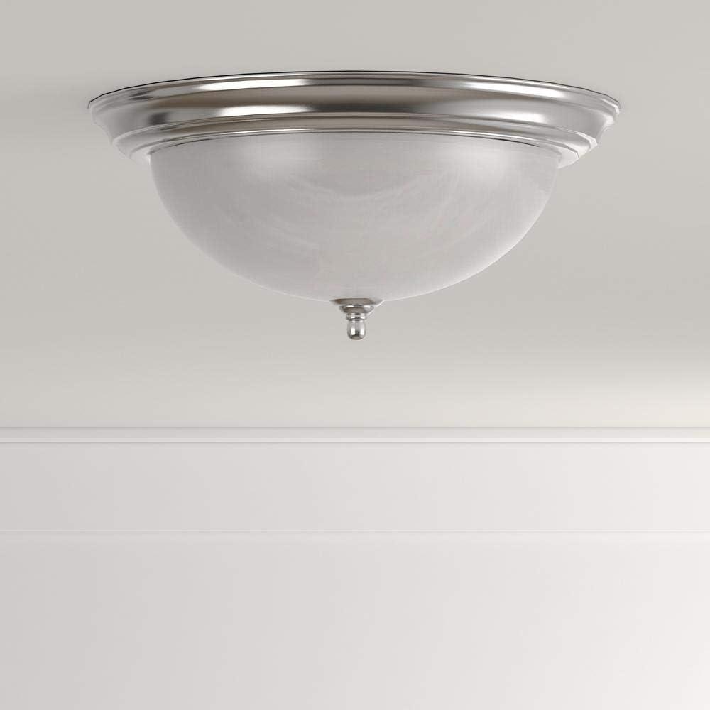 Progress Lighting Melon 3-Light Flush Mount, Brushed Nickel, Alabaster Glass Shade