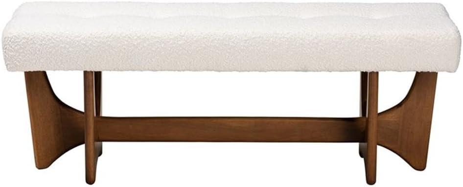 Baxton Studio Theo Japandi Cream Boucle Fabric and Walnut Brown Finished Wood Bench