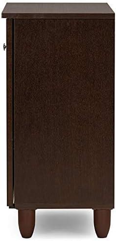 Wholesale Interiors Winda Modern and Contemporary 2-Door Dark Brown Wooden Entryway Shoes Storage Cabinet -