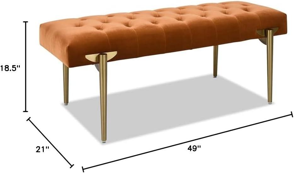 Steel Gray Performance Velvet & Metal Legged Bench