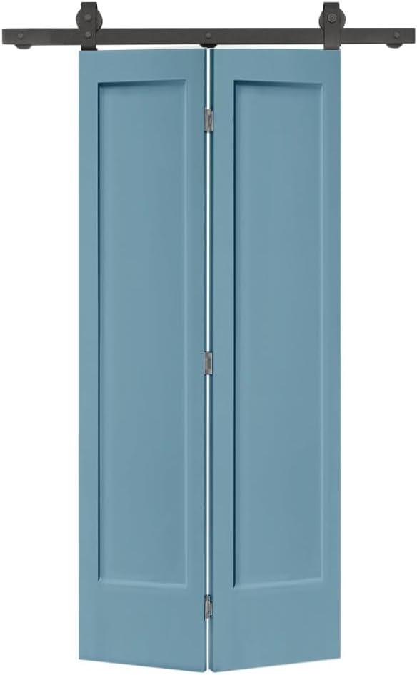 Calhome Paneled MDF Composite Bifold Barn Door with Installation Hardware Kit