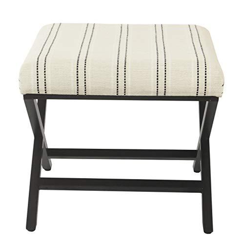 Sleek 21" Black and White Striped Metal Base Footstool