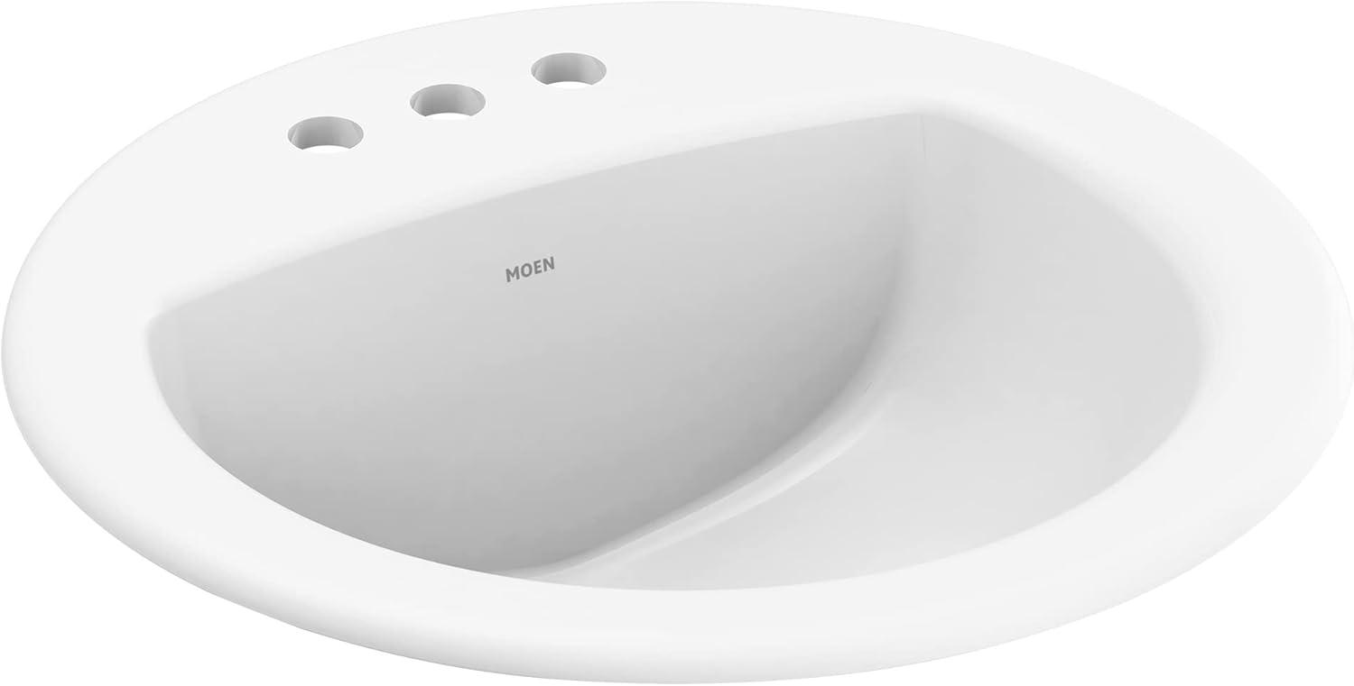 White Vitreous China Drop-In Countertop Sink, 19 X 8.25 Inch Bathroom Sink With Porcelain Finish