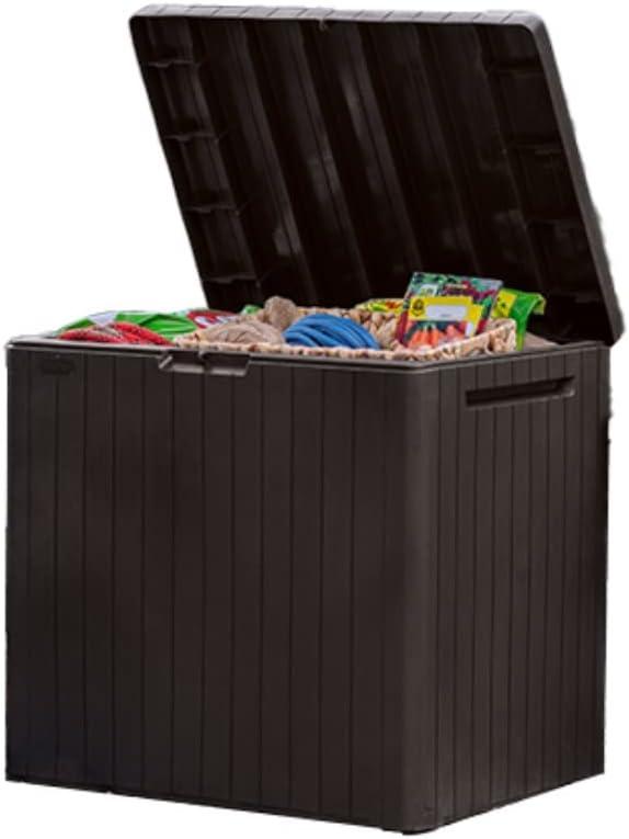 Keter 30gal City Resin Deck Box Brown: All-Weather Patio Bench & Bin Storage