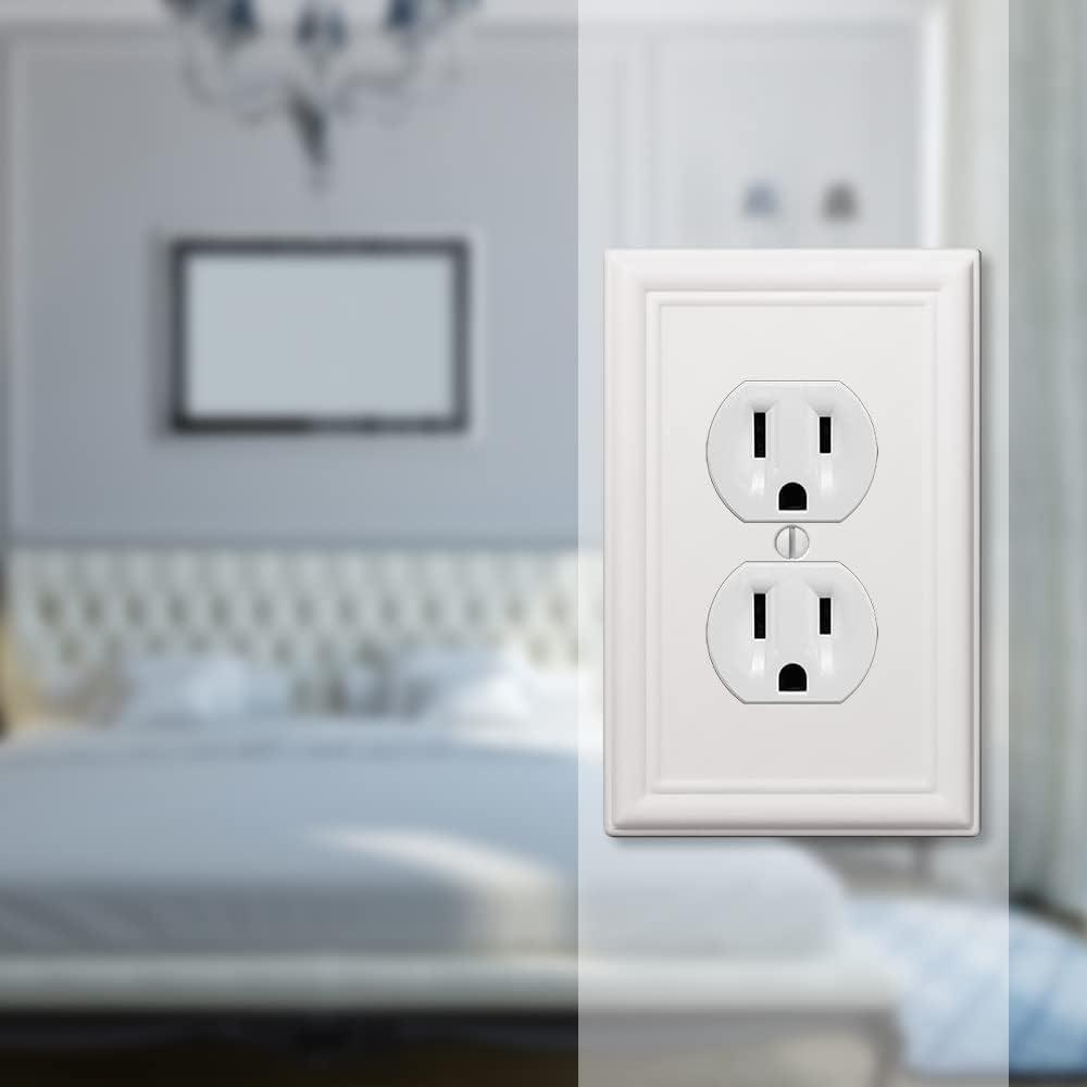 Amerelle Chelsea White 1 gang Stamped Steel Duplex Outlet Wall Plate 1 pk