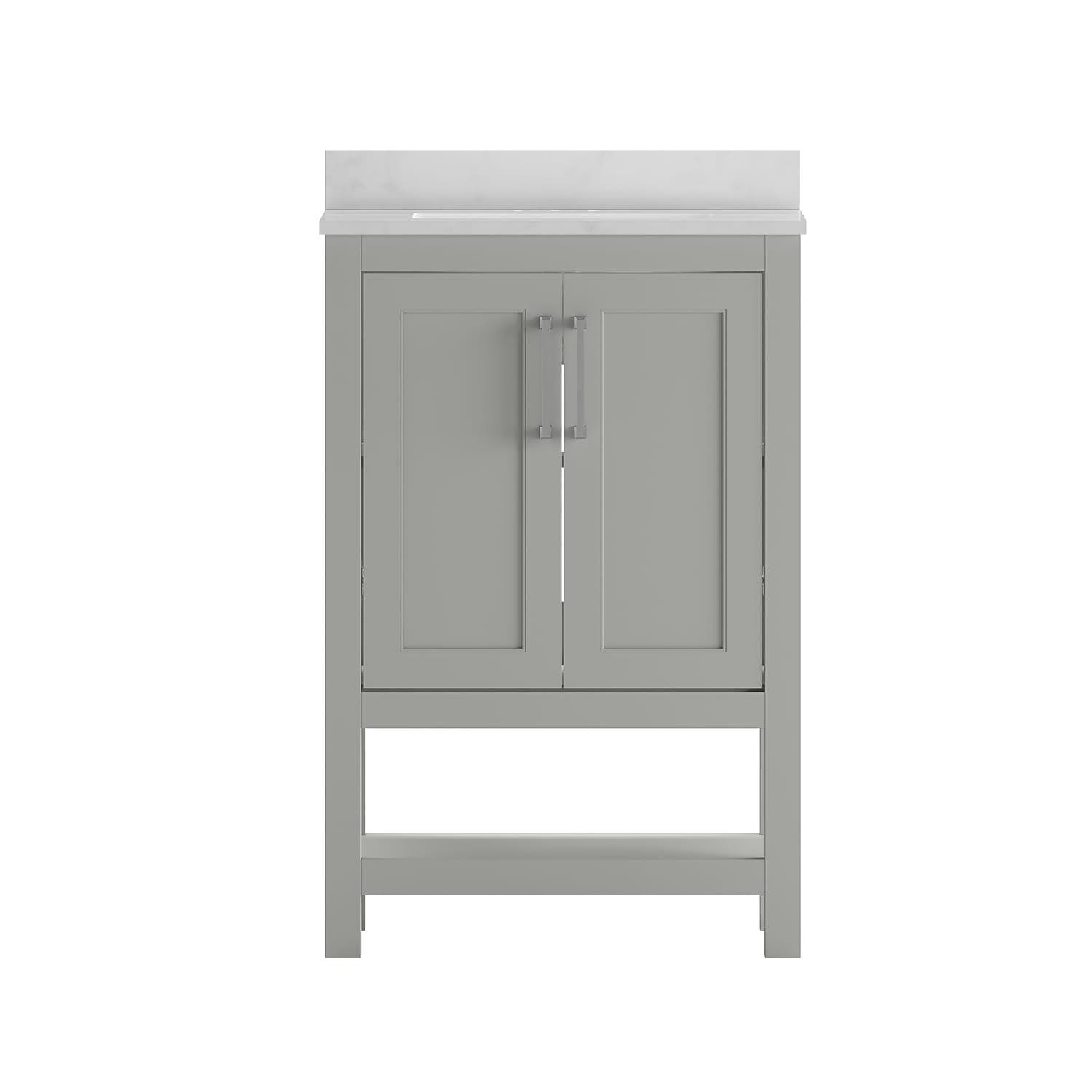 Flash Furniture 24 Inch Bathroom Vanity with Undermount Sink and Open Storage Shelf in Gray