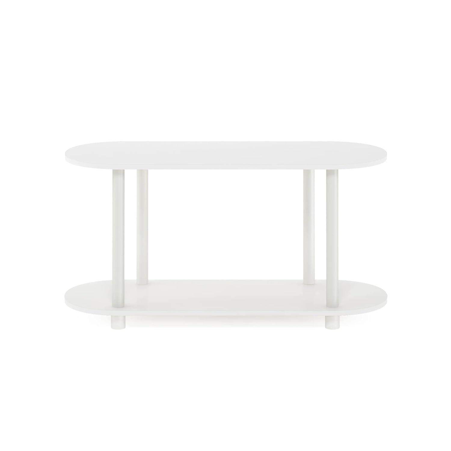 Furinno Modern 2-Tier Oval Side Table Accent End Table Entryway Table for Living Room Bedroom Home Decor,White