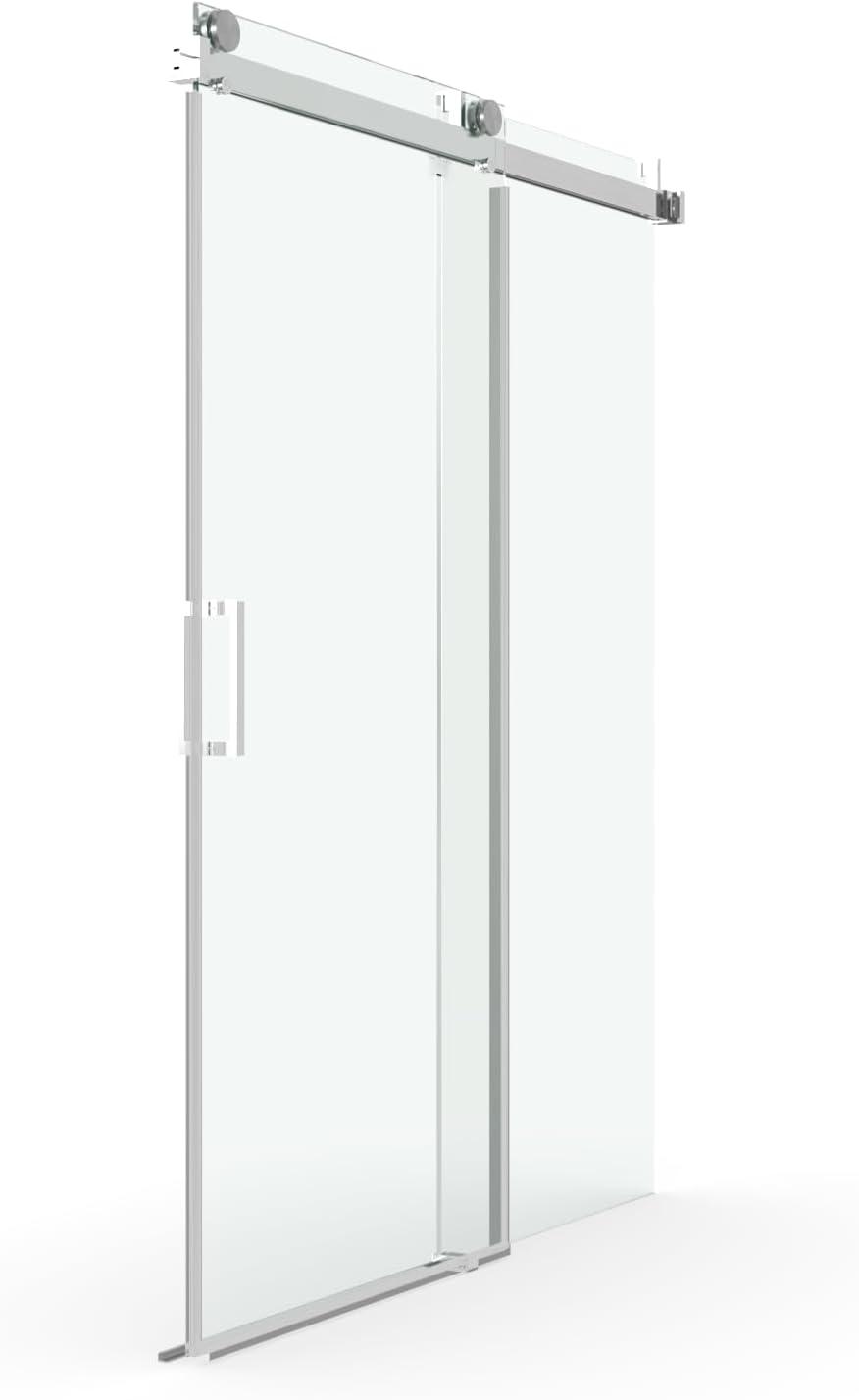 60" Brushed Nickel Frameless Soft-Close Sliding Shower Door