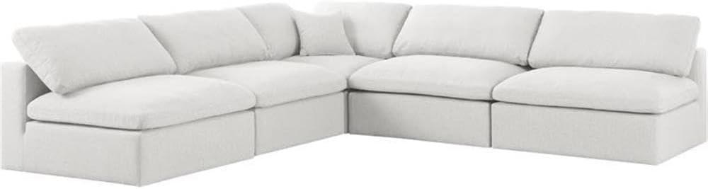 Meridian Furniture Serene Cream Durable Linen Fabric Modular Sectional