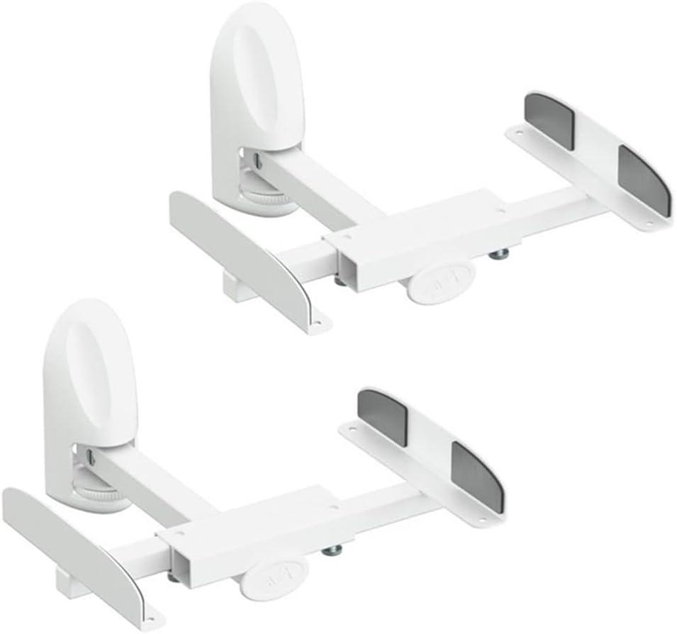 White Adjustable Steel Side Clamping Speaker Wall Mounts (Set of 2)