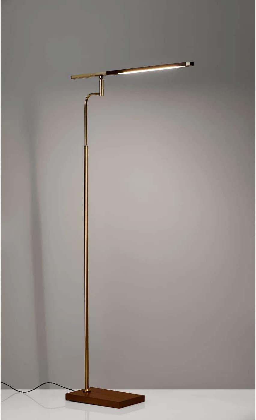 50.5" x 62.5" 3-way Barrett Floor Lamp: LED, Walnut Wood, Touch Sensor - Adesso