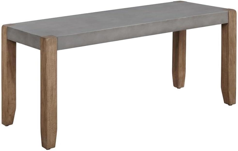 Alaterre Newport 40"L Faux Gray Concrete and Wood Bench