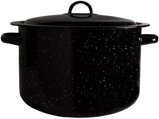 Granite 12 Qt Stockpot, Nonstick Soup Pot With Lid, Speckled Enamel Ware Cookware, Large Stock Pot For Boiling and Cooking, Big Granite Cooking Pot for Stovetop, Campfire, Outdoor Stove