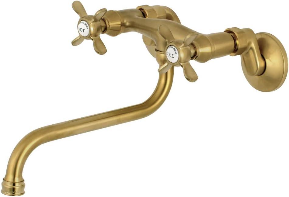 Essex 9" Traditional Brushed Brass Wall Mount Bathroom Faucet