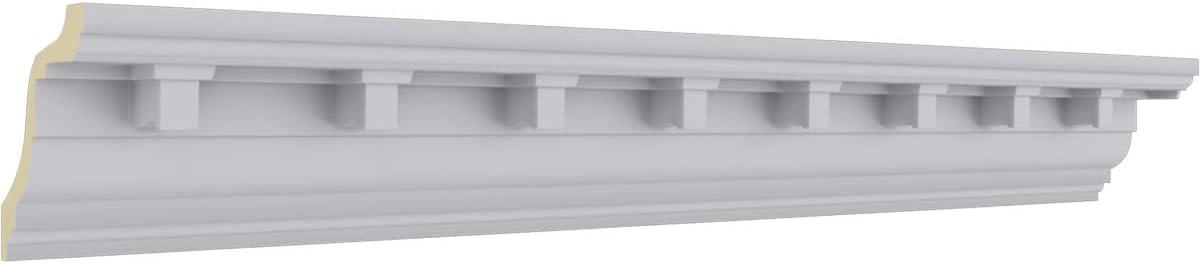 Nouveau Dentil White Polyurethane Crown Moulding 94.5"